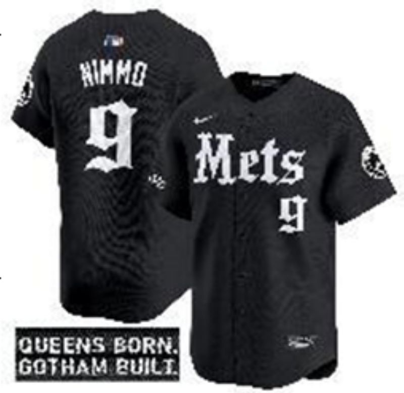 Men 2025 New York Mets #9 Nimmo Black Five generations Joint Name Nike MLB Jersey style 12